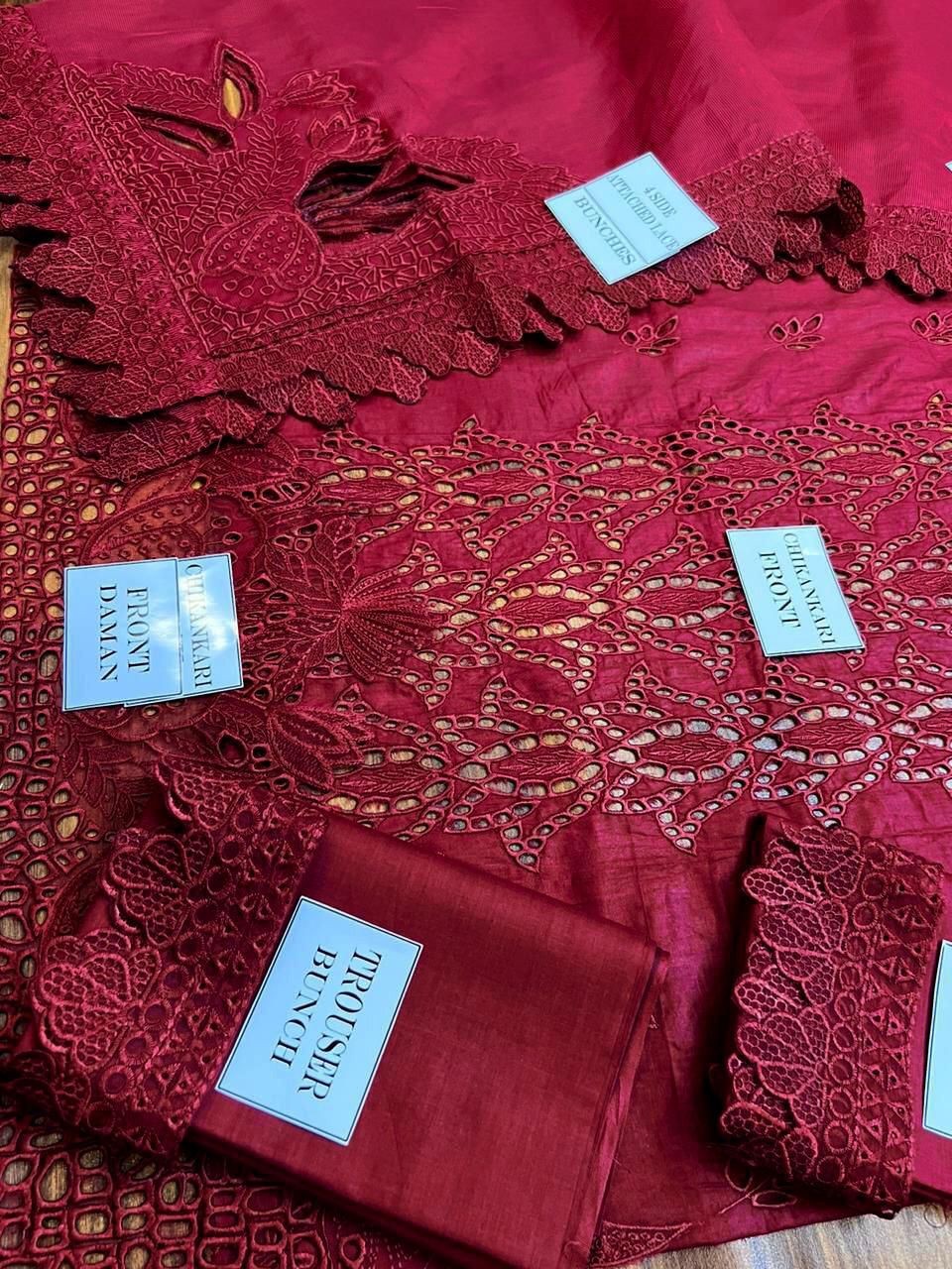 Fiddani Unstitched Pakistani Chikankari Lawn 3PC Summer Suit Soft Dupatta