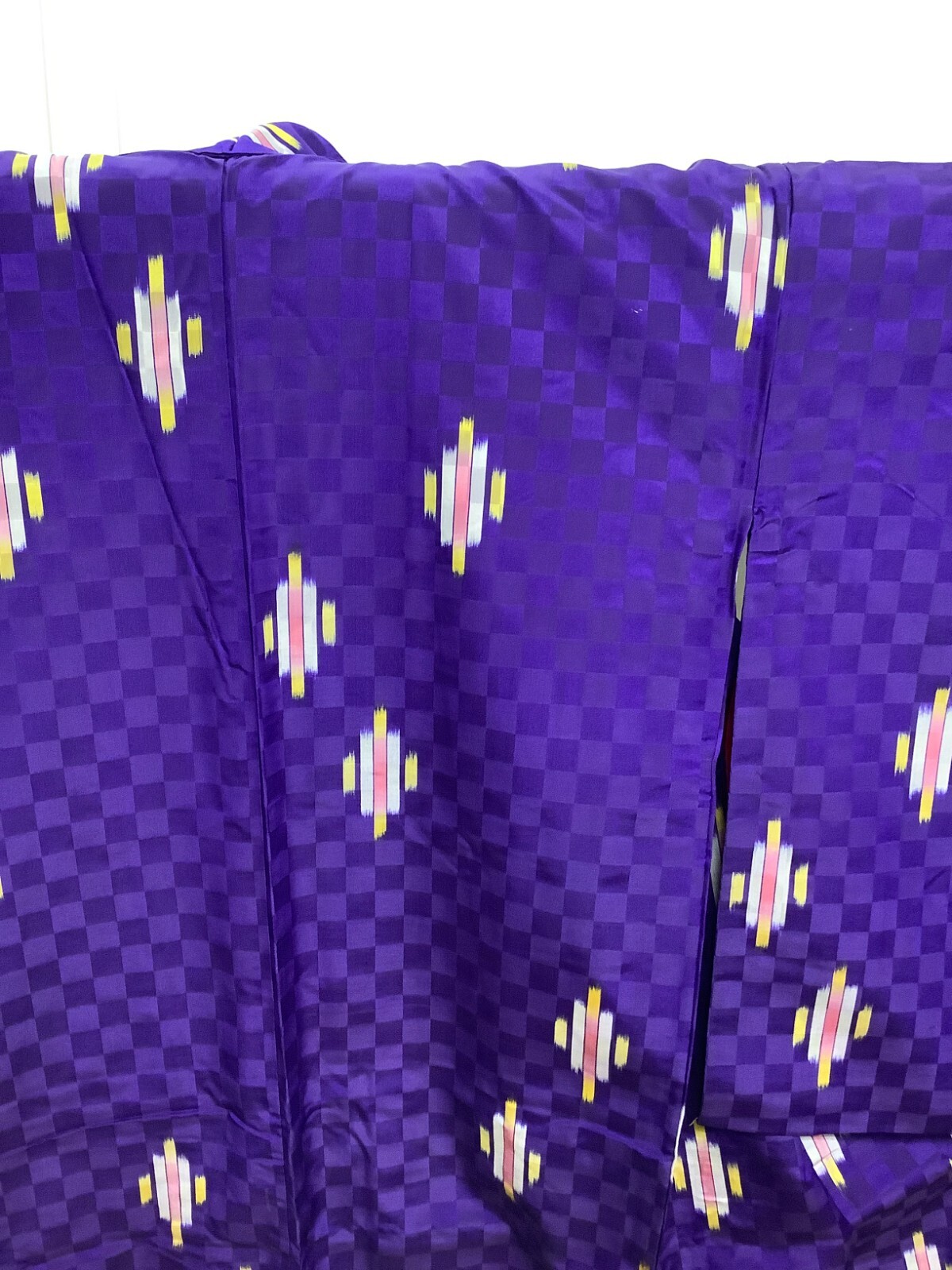 Japanese Vintage Kimono polyester blue purple tradition Height 59.84inch