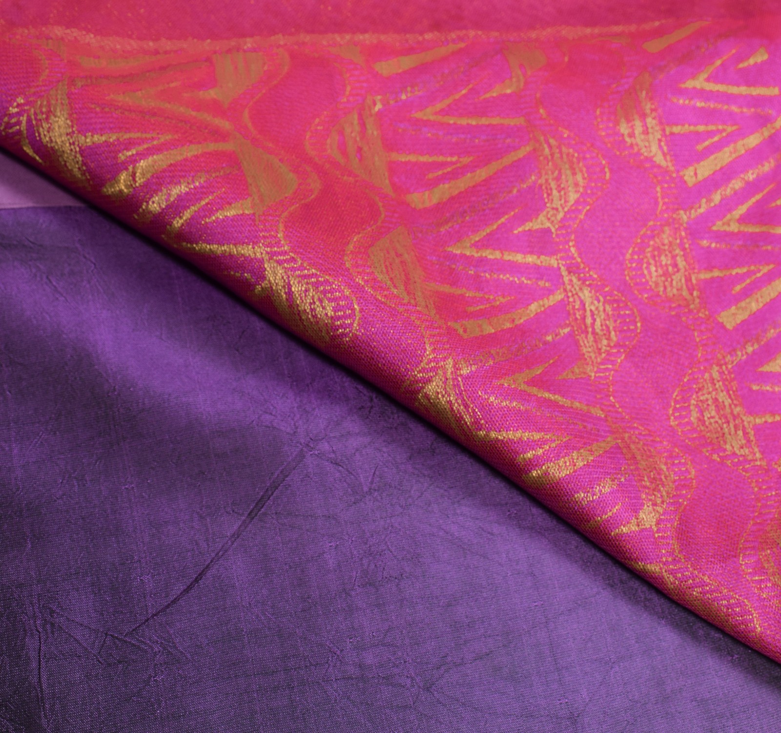 Sushila Vintage Self & Zari Brocade Saree Pure Silk Purple Premium Sari Fabric