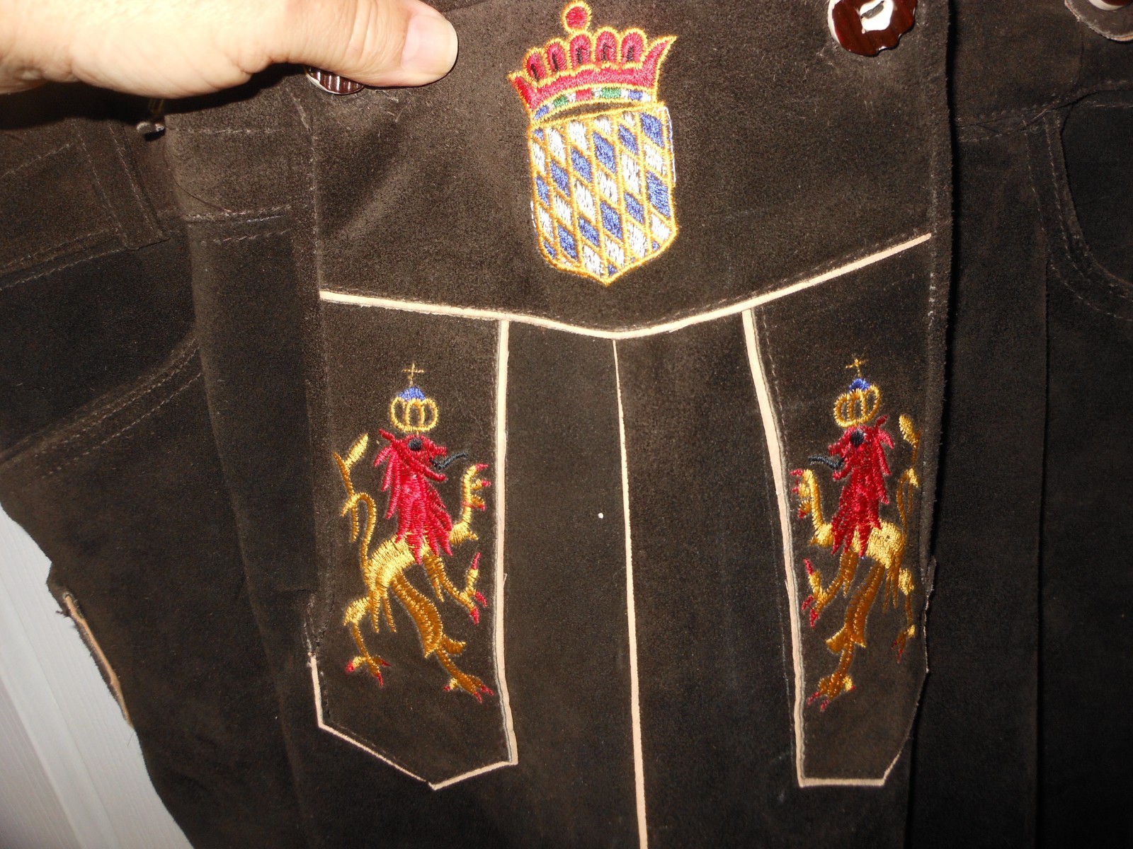 Lederhosen, men, long, size 48, used embroidered, linned