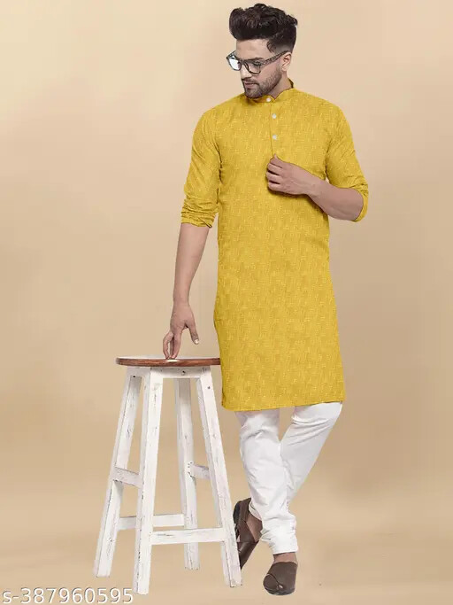 Indian Traditional Ethnic Men’s Cotton Men Regular Fit Solid kurta pyjama set