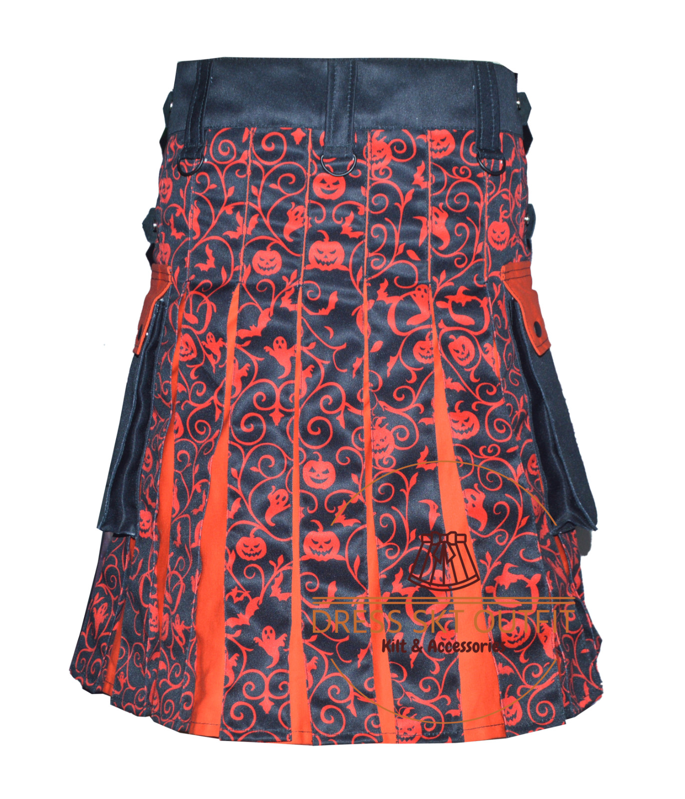 Halloween Hybrid Kilt – Black & Orange Scottish Utility Kilt – Made To Order