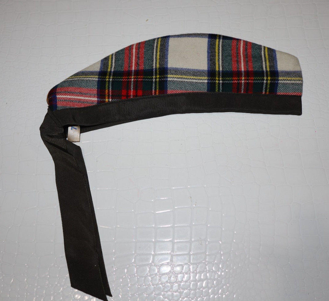 Vintage Tartan Pompom Wool Scottish Kilt Hat/Cap