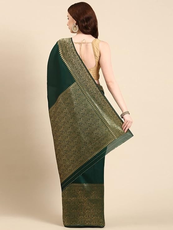 Woven Kanjivaram Soft Lichi Silk Embellished Banarasi Saree With Blouse Piece