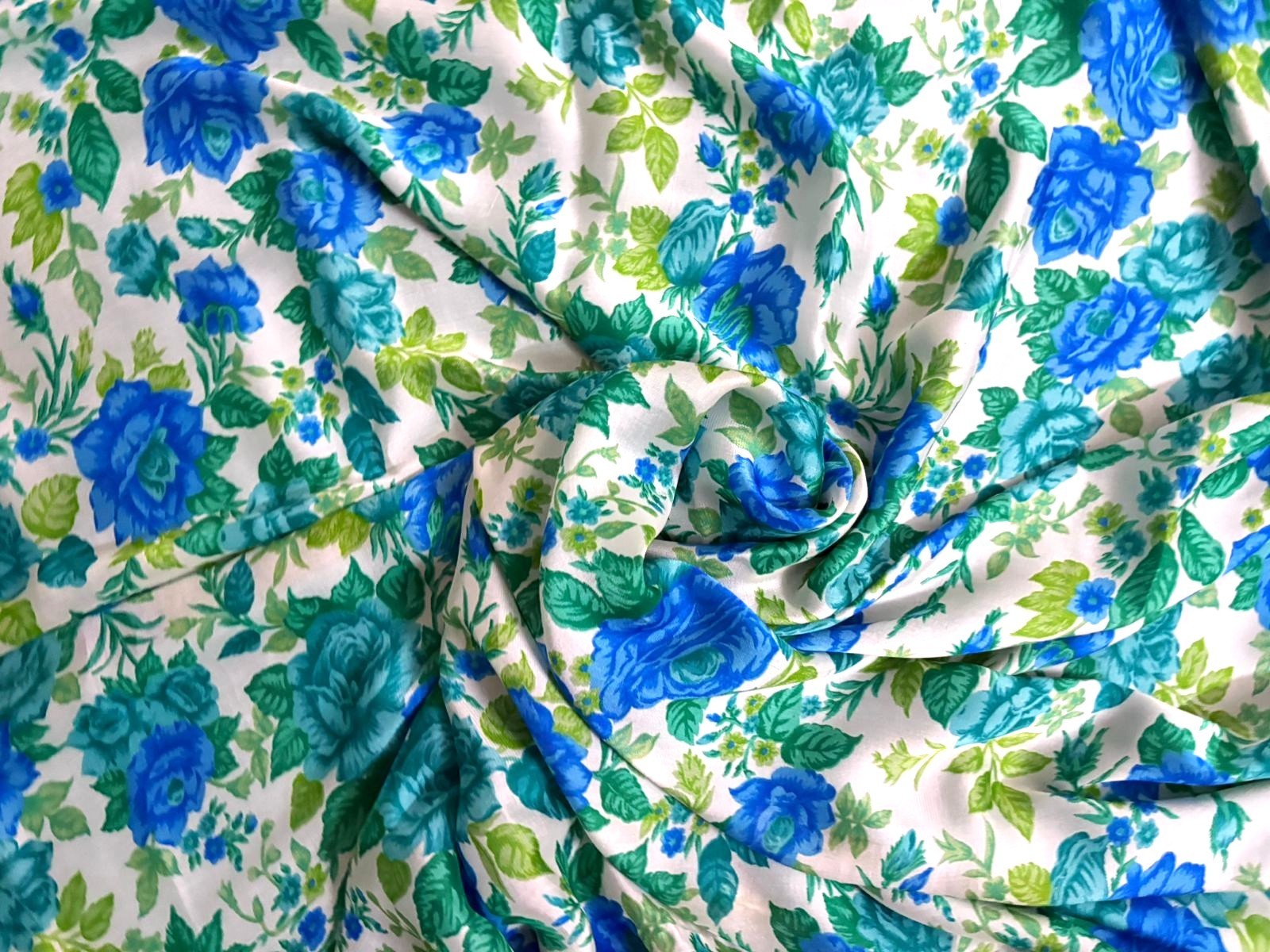 Blue Saree Indian Vintage Paisley Patches Sewing Dress Women Wrap Used 5YD Sari
