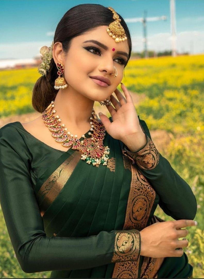 Designer Sari Soft Lichi Silk Jari Bridal Saree Blouse South Indian Party Wear