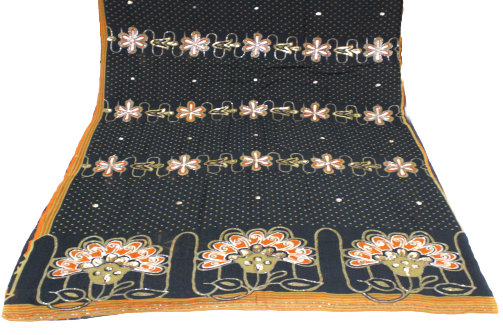 Indian Bridal Saree Women Wrap Dress Used Embroidered Black Vintage Sari Fabric