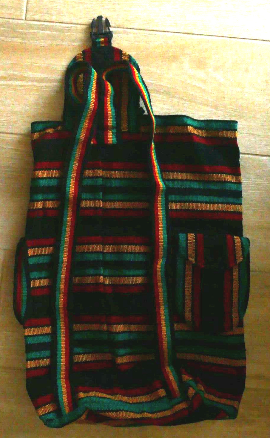 PIZON ARTE Woven MEXICAN BACKPACK NEW 19″x17″ Drawstring Flap Multilcolor NEW