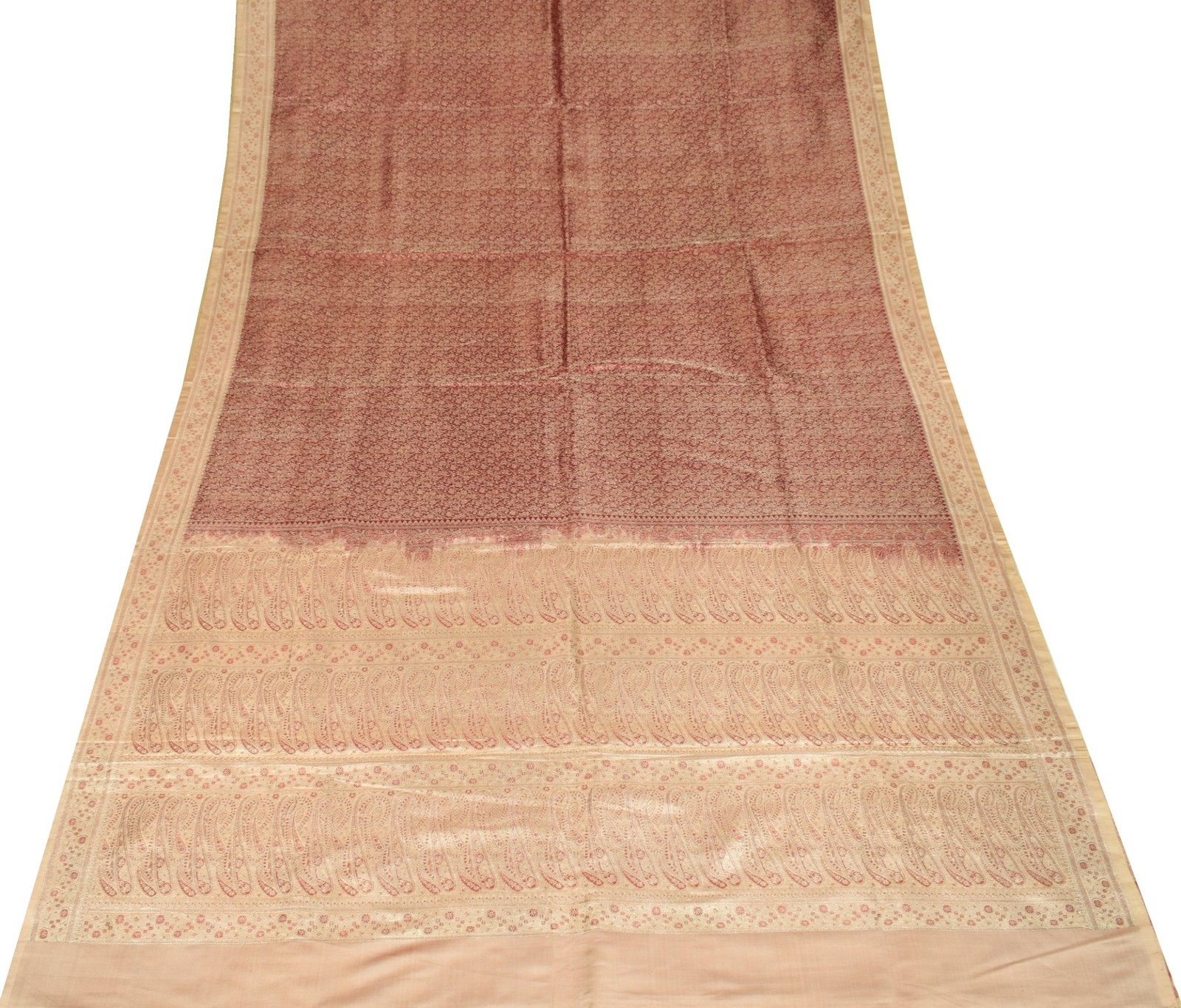 Sushila Vintage Heavy Saree Pure Satin Silk Banarasi Brocade Woven Sari Fabric