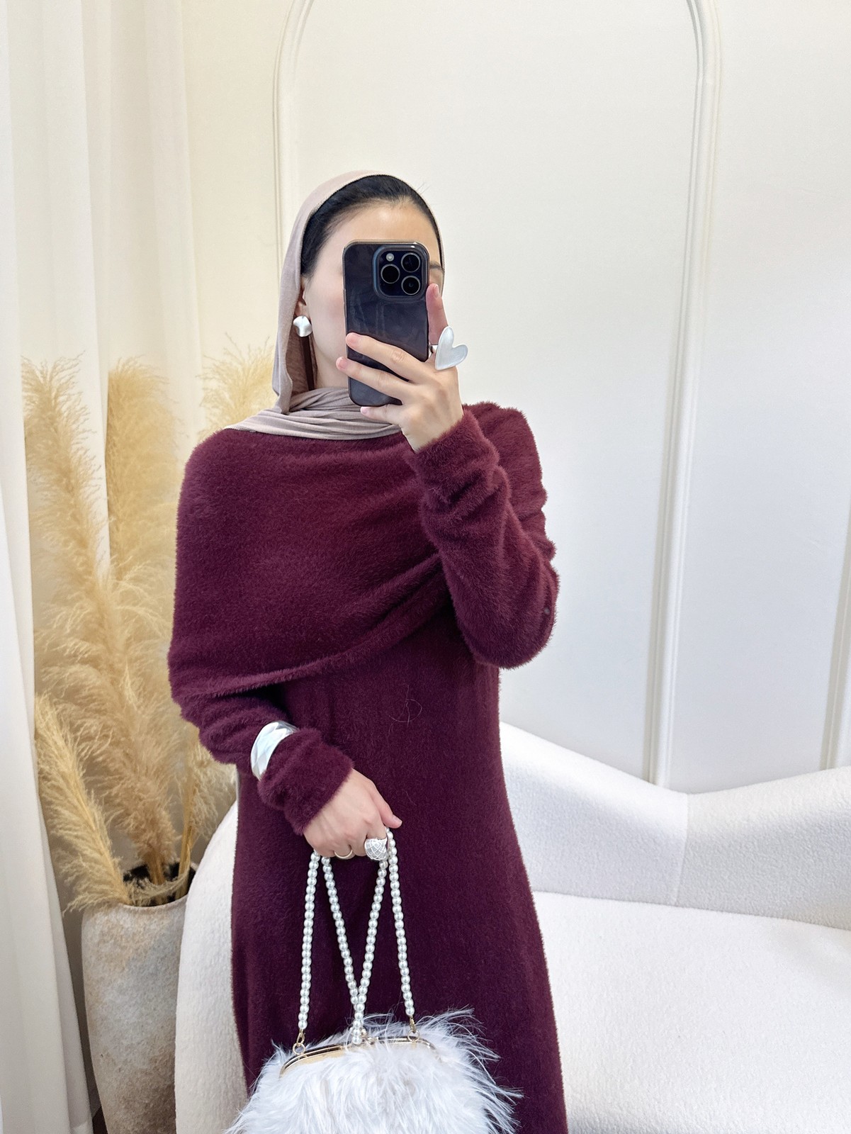 Regular Fit Soft Women Abaya With Belt Fashion Solid Color Sweater Wrap Kaftan