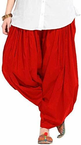 Patiala Cotton Semi Salwar Regular Fit Salwar Pants Regular Red