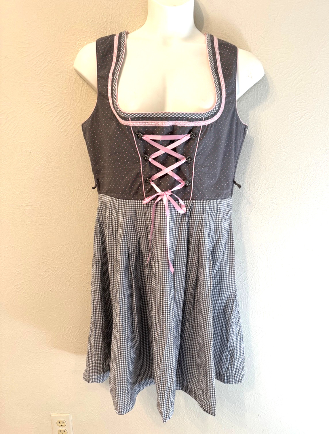 Landhaus Dirndl Oktoberfest Dress women’s EU size 46 gray/pink German Austrian
