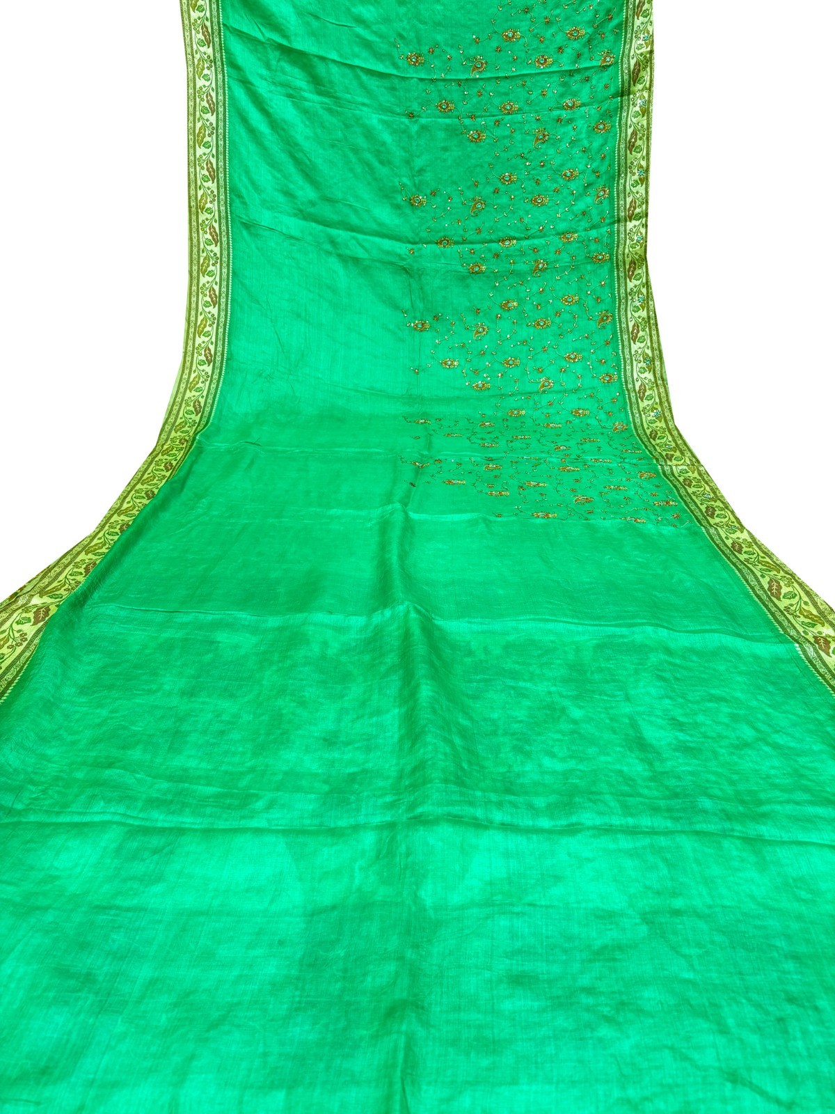 Vintage Tussar Silk Saree, Upcycled Printed Tussah Silk DIY Fabric TS1115