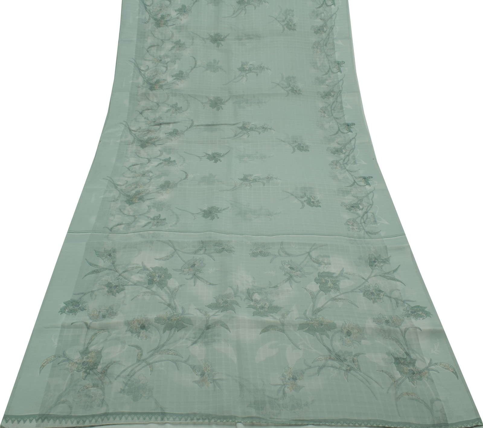 Sushila Vintage Indian Saree Blend Silk Printed Floral Soft Craft 5 Yard Fabric