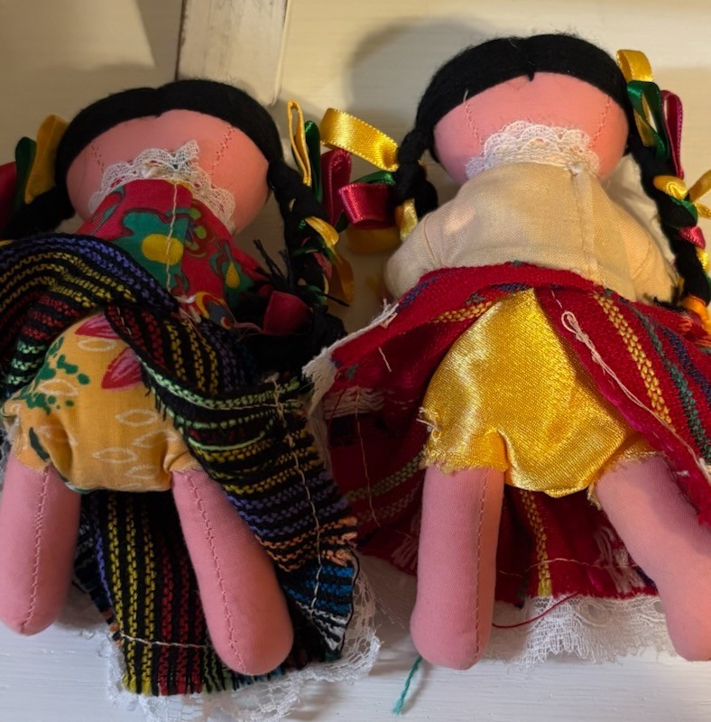 Pair of Handmade 6.5″ Mexican Rag Lele Doll Maria Doll made in Morelia Mexicana