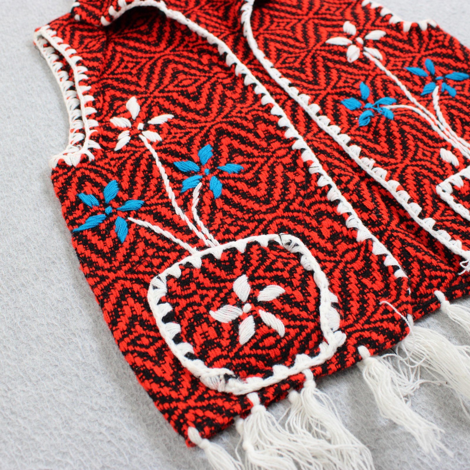 Vintage BETYK Shirt Vest Set Girls 3T/4T Red Greek Embroidered Gauze Folk Greece