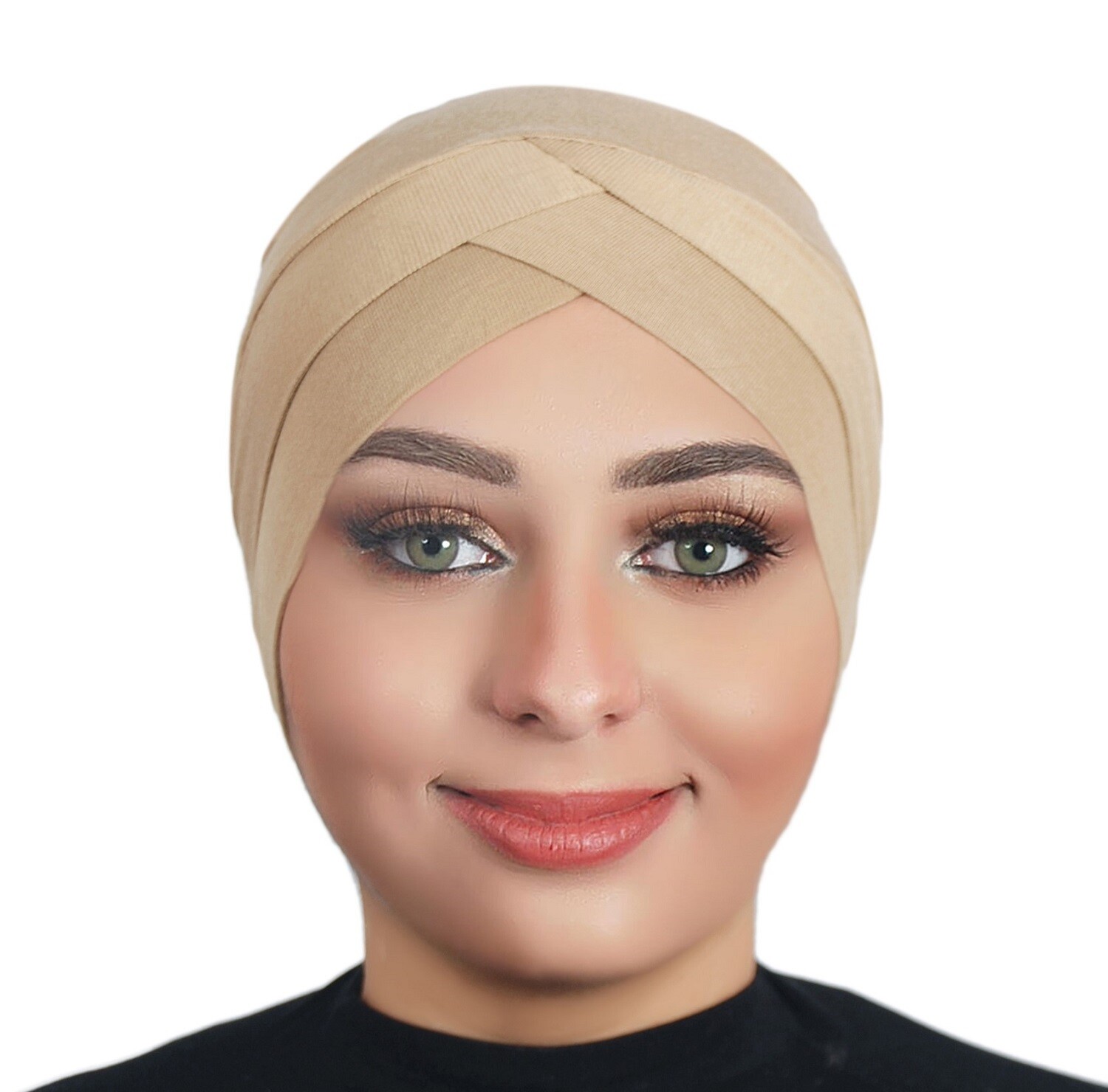 Solid Color Full Cover Inner Hijab Caps Muslim Cross Turban Stretch Hijab
