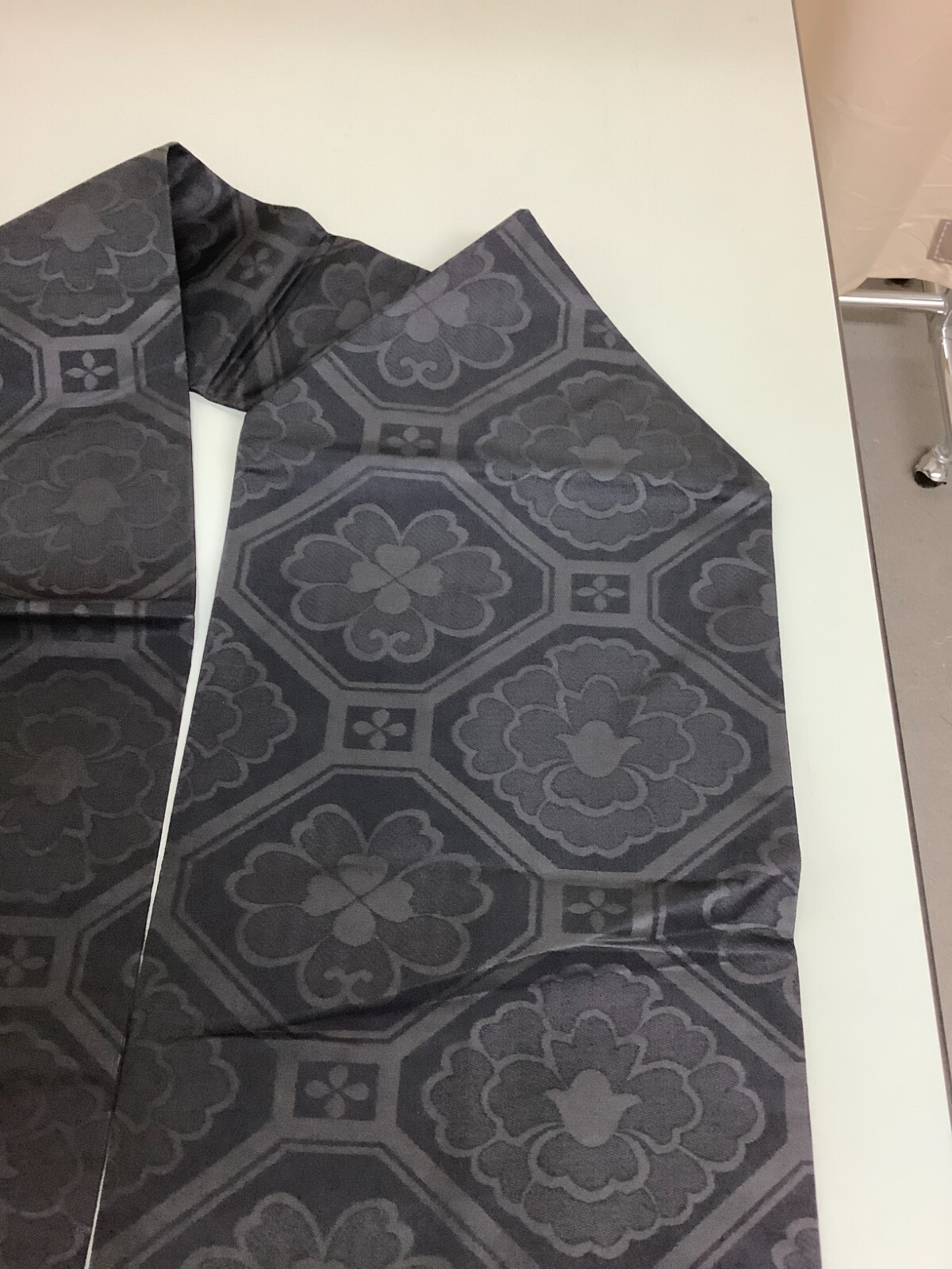 Japanese Vintage Kimono Nagoya silk Obi black rhombus tradition 138.5×11.8inch
