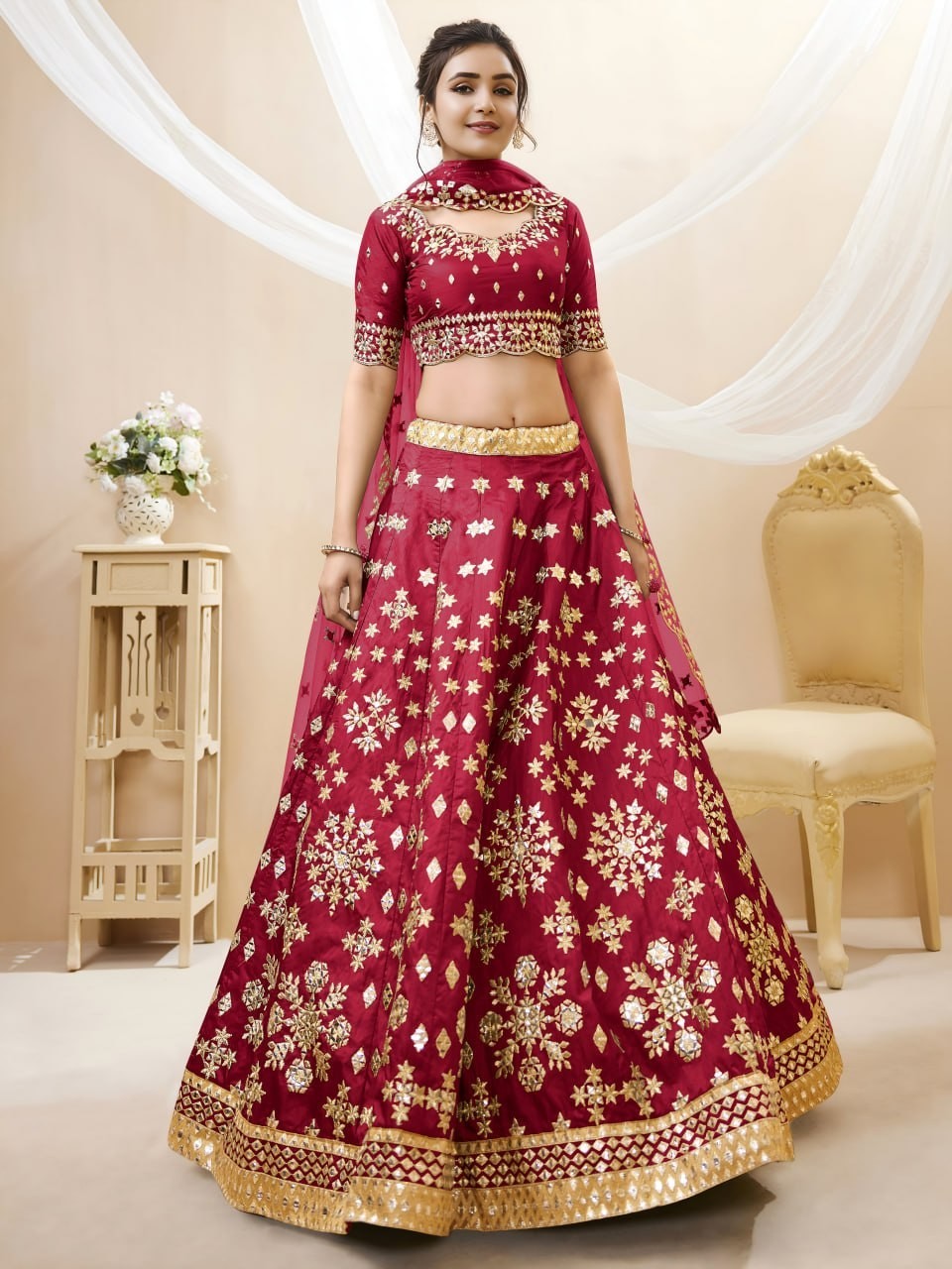 Garba Dandiya Art Silk Lehenga Choli Semi Stitched Festival Outfit