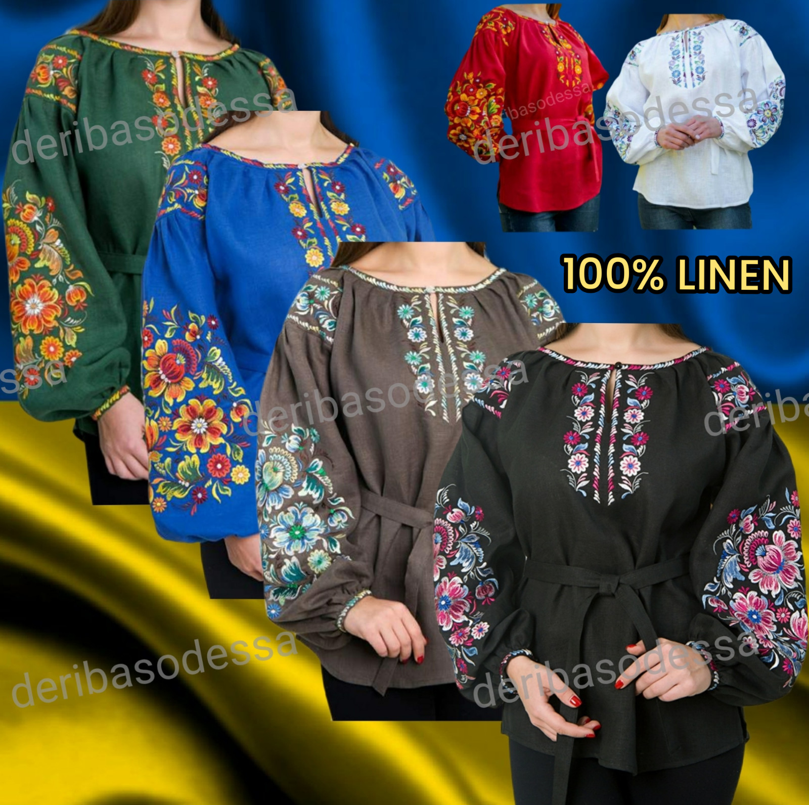 Linen 100% S,M,L,XL,2XL,3XL Traditional Ukrainian embroidered blouse Vyshyvanka.