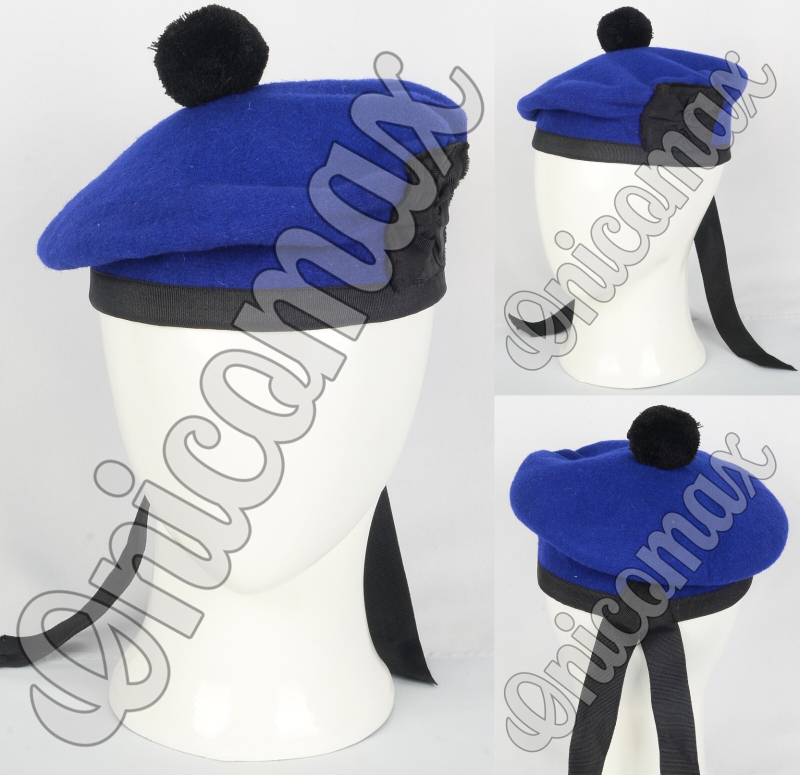 Scottish Balmoral Army Bonnet Hat Highlander Military Kilt Cap/Hat 100% Wool USA