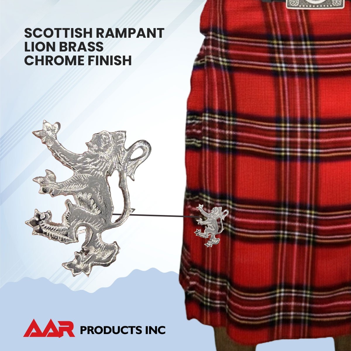 AAR Scottish Lion Rampant Kilt Pin Silver Plated Lion Rampant Kilt Pin Brooch