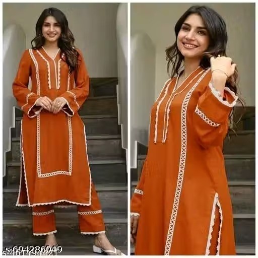 Indian Readymad Party Festive Wedding Rayon Kurta Kurti Pant Set for Women’s Gif