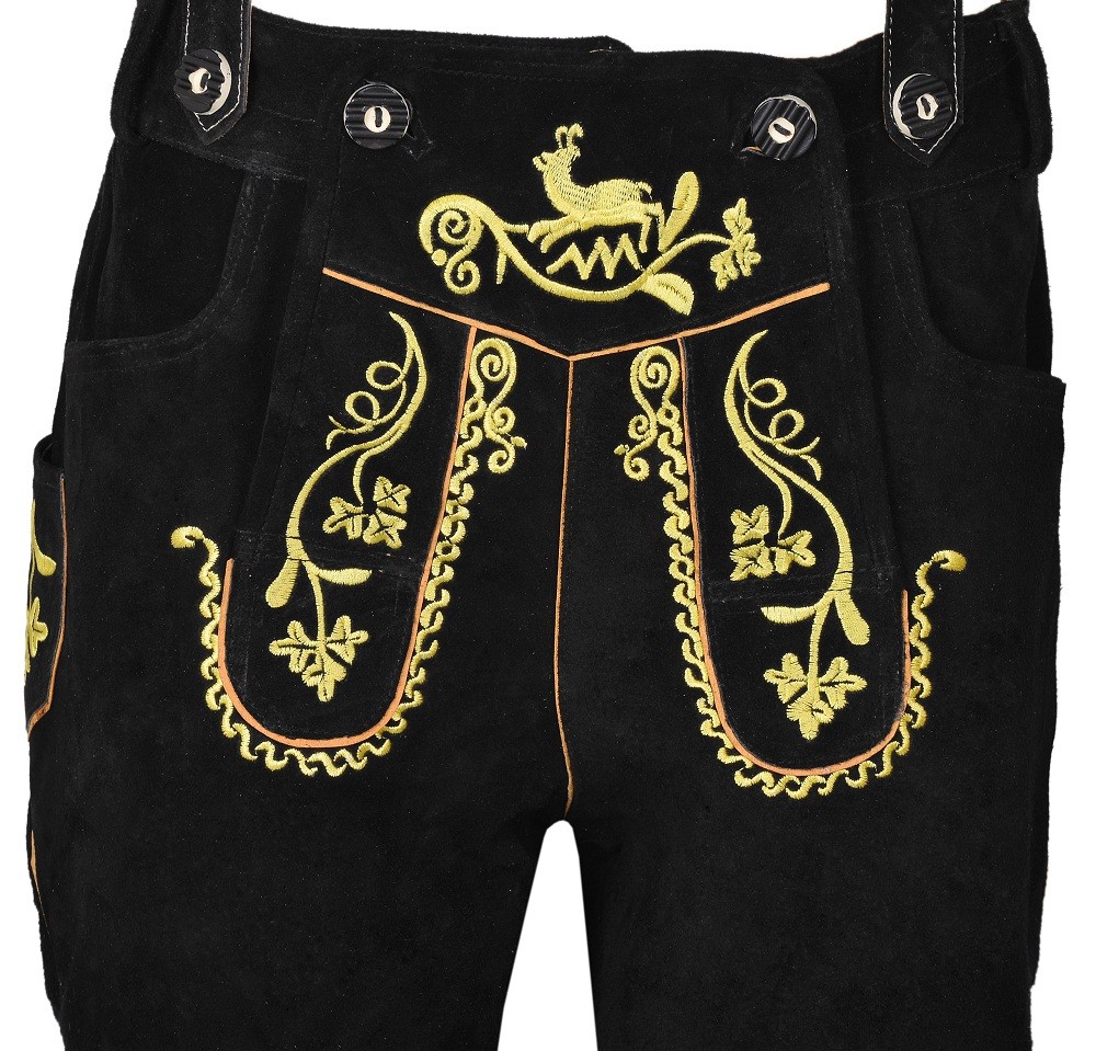 Oktoberfest Lederhosen Bavarian Men German Cowhide Real Leather Matching Shorts