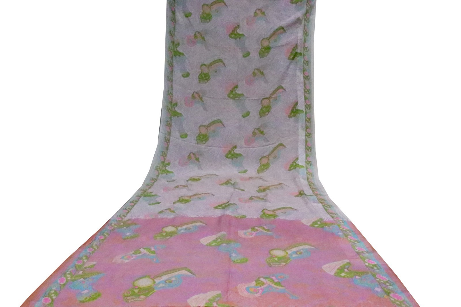 Vintage Chiffon Silk Saree, Lightweight Fabric for DIY & Sewing CS1294