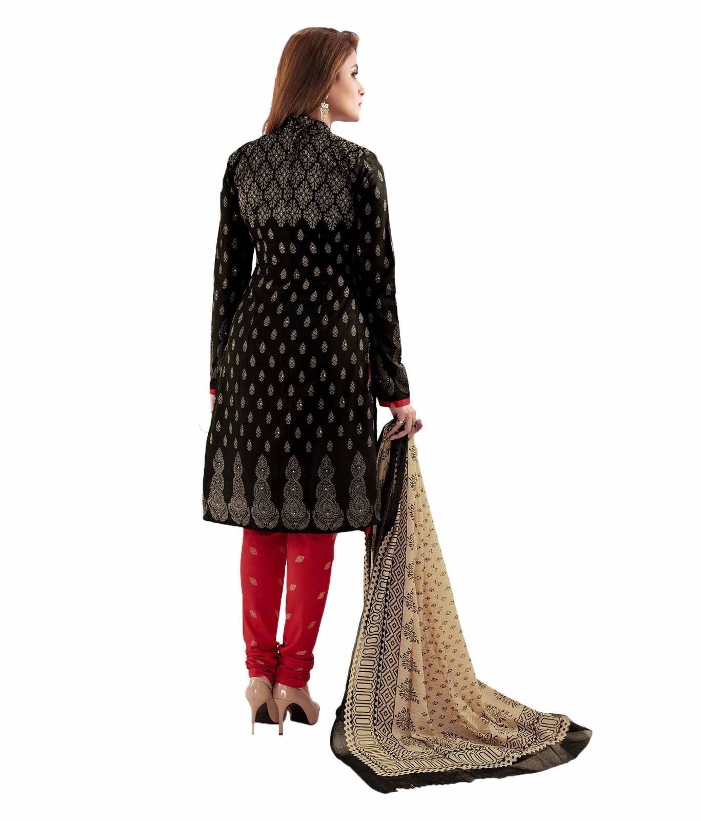 Miraan Cotton Dress Material for Women Black Printed Unstitched Free Size