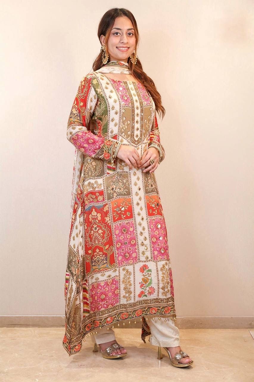 Indian Designer Beautiful Kurti Pant Set Bollywood Wear Salwar Kameez Suit Set