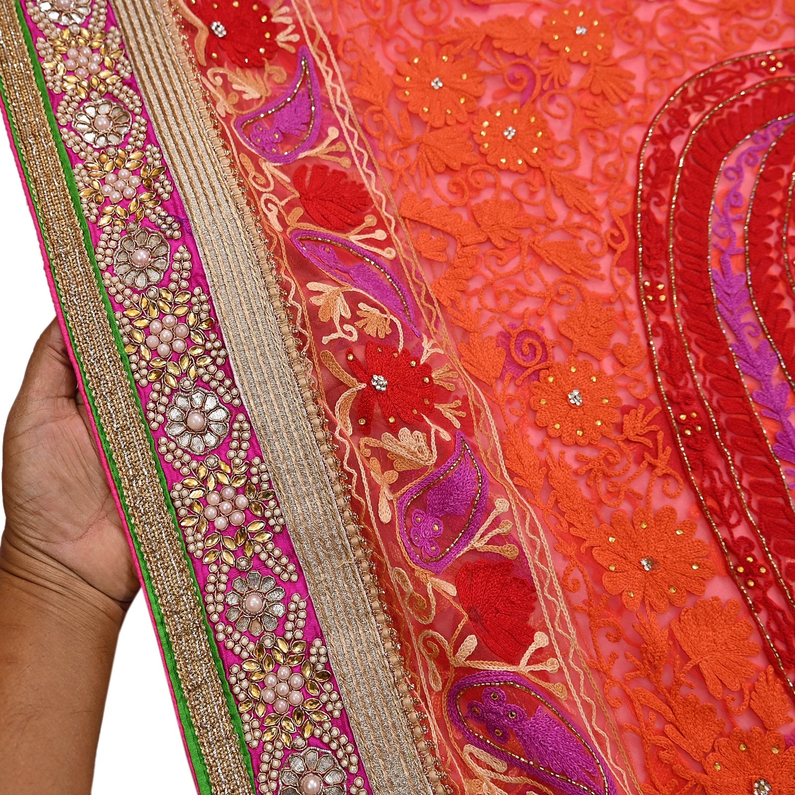 Indian Vintage Sari Net/Mesh Hand Embroidered Designer Manish Malhotra saree 5yd