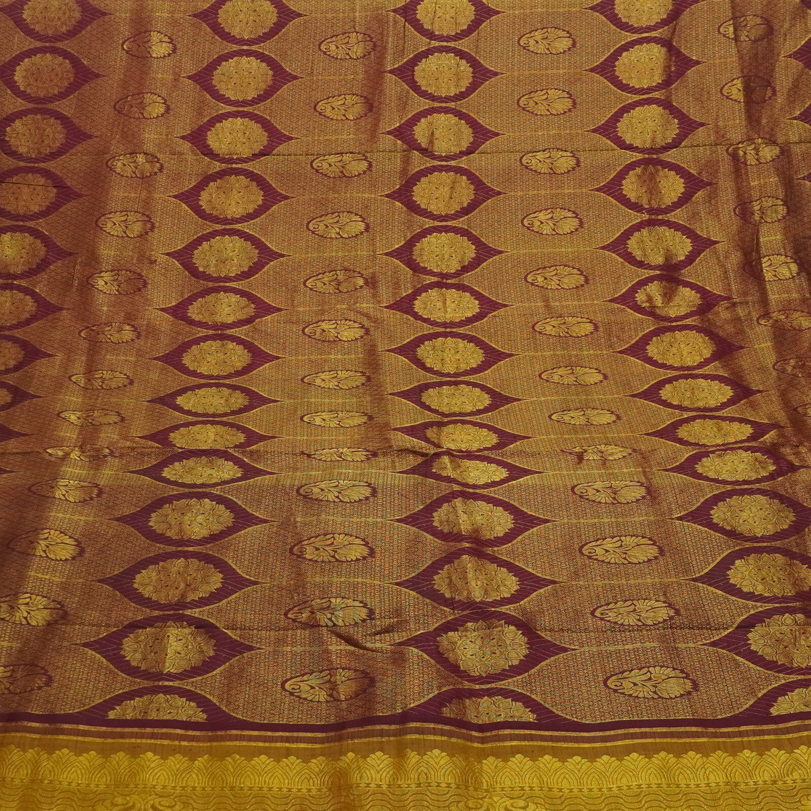 Vintage Purple Sarees 100% Pure Kanjivaram Silk Zari Handwoven Brocade 5YD Sari