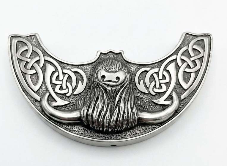 Scottish Highland Kilt Sporran Bull Cantle Celtic Design Antique Silver 4pc Set