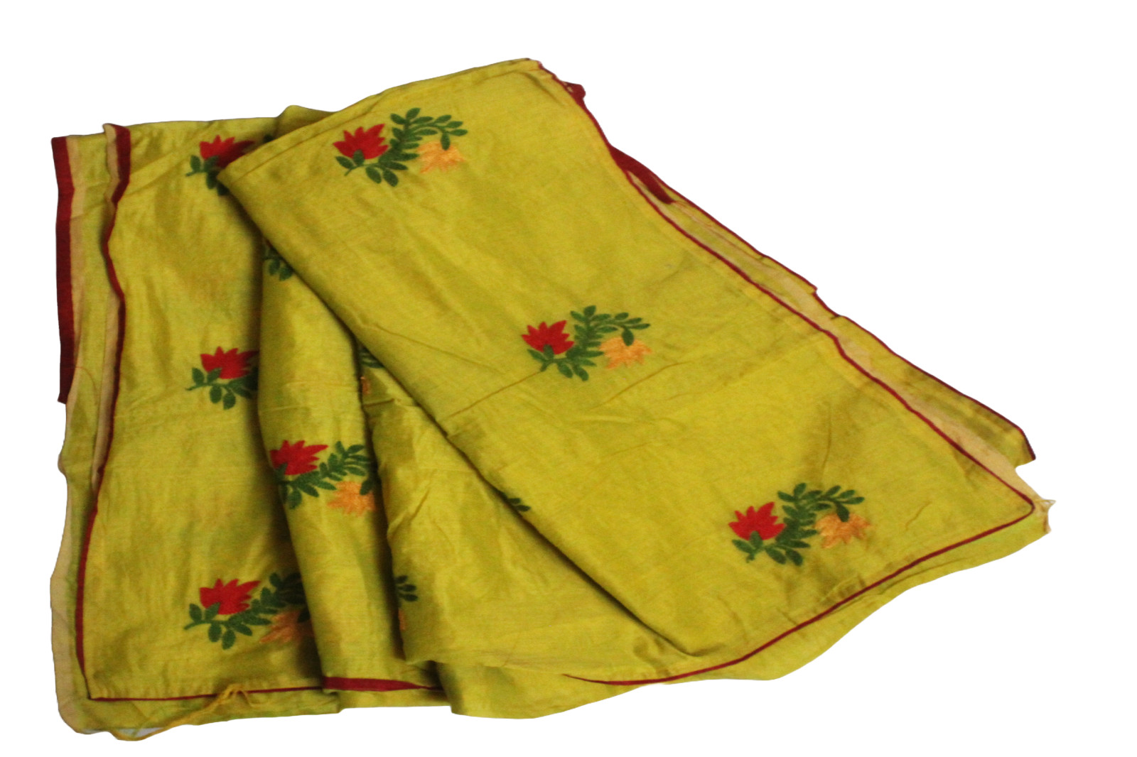 Vintage Saree Women Wrap Used Yellow Sewing Sari Silk Sari Embroidered Fabric 5Y