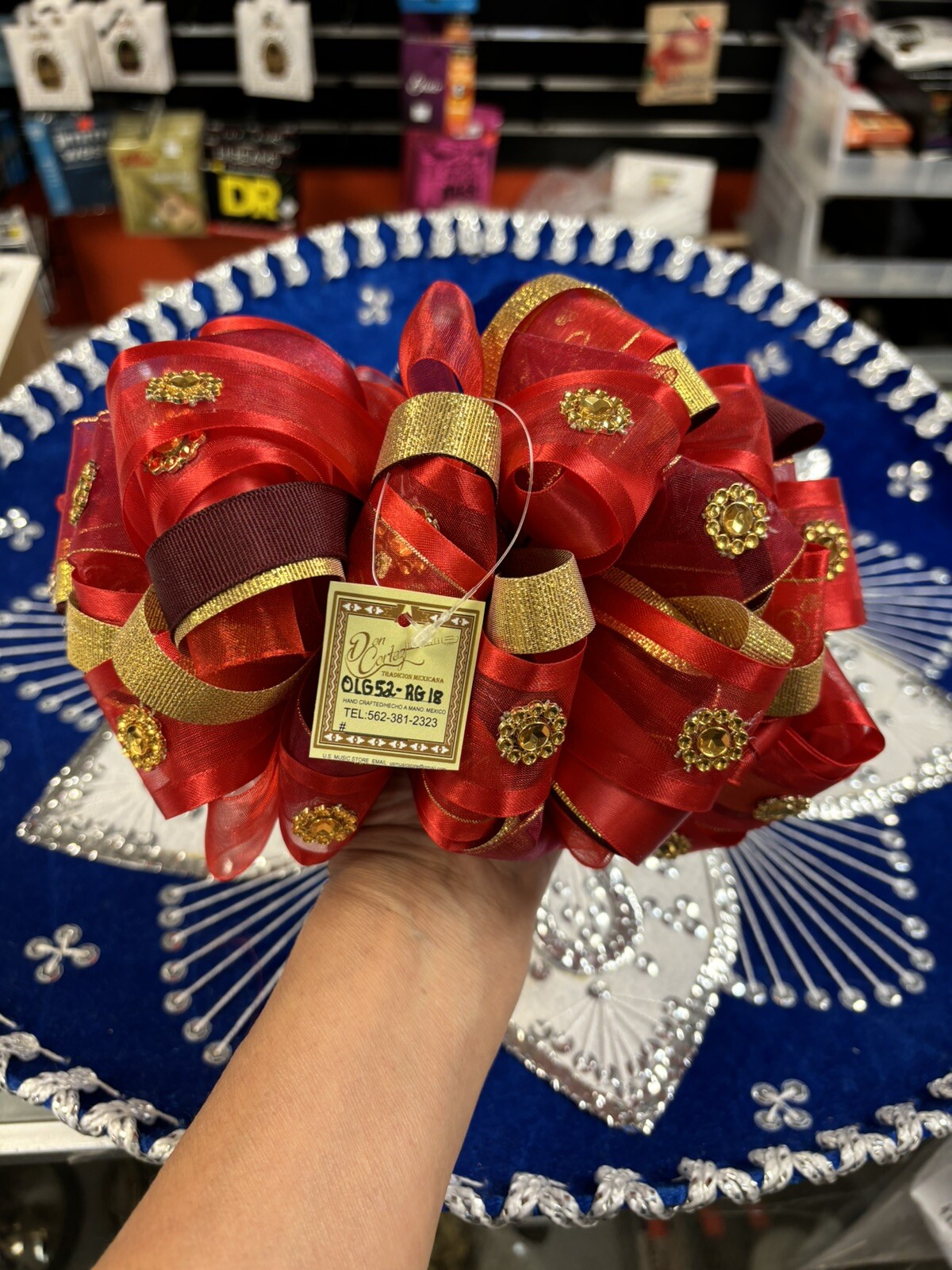 Mariachi Moño Hair Bow OLG52-RG18 Don Cortez Red gold