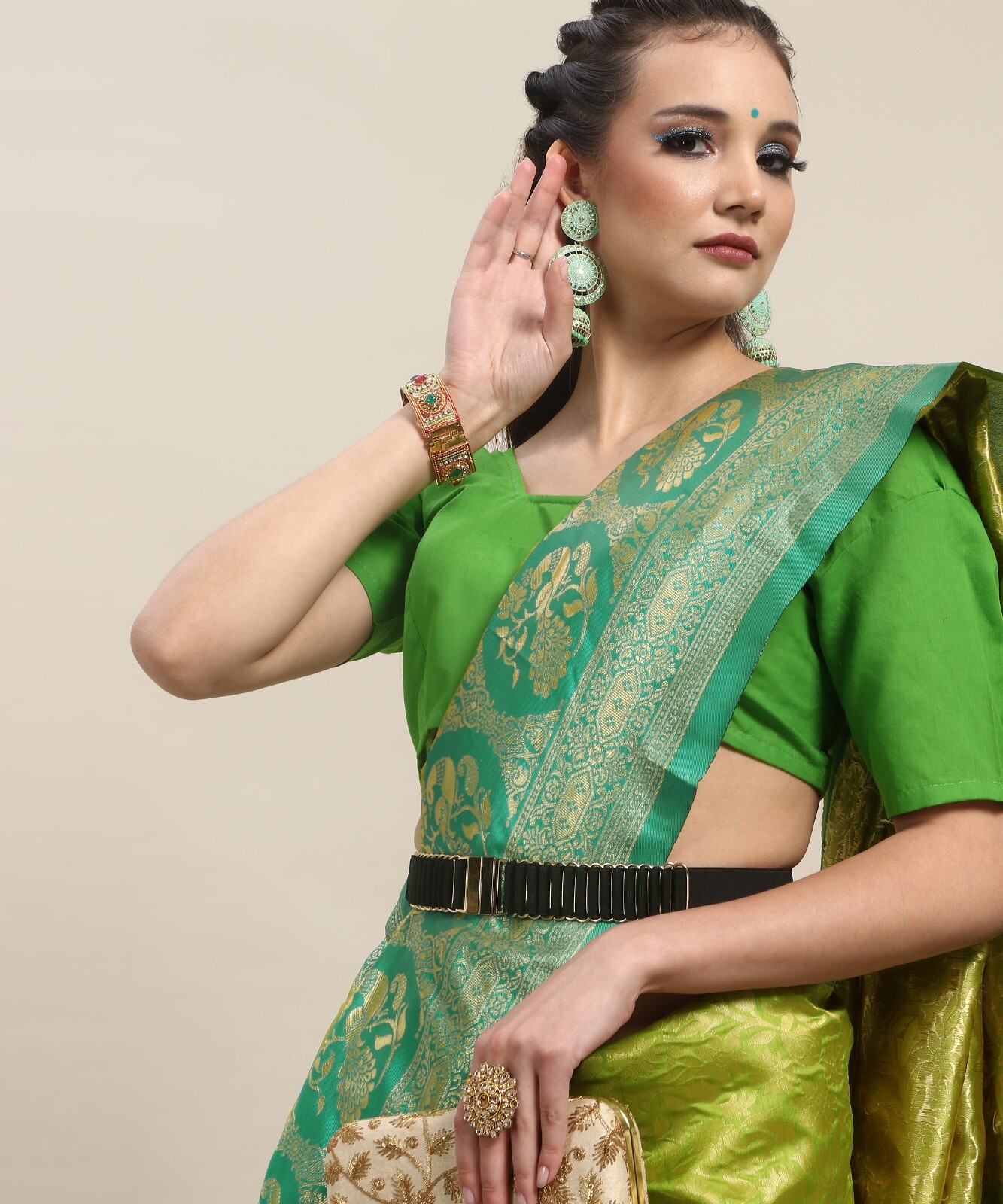 Areca Designer Rajwadi Kanjivaram Silk saree blouses women Saree Cut- 5.5 Meter