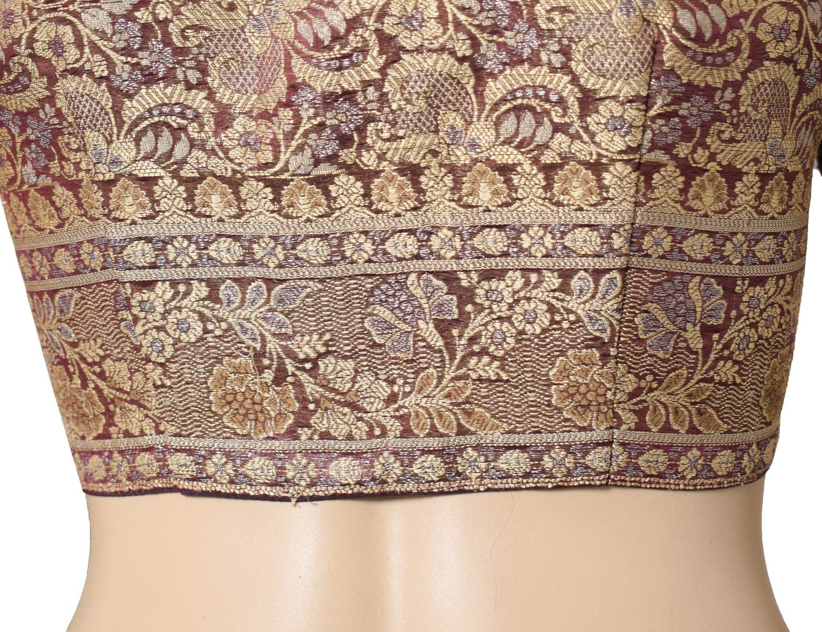 Sushila Vintage Banarasi Sari Blouse Zari Brocade Art Silk Woven Floral Choli36″