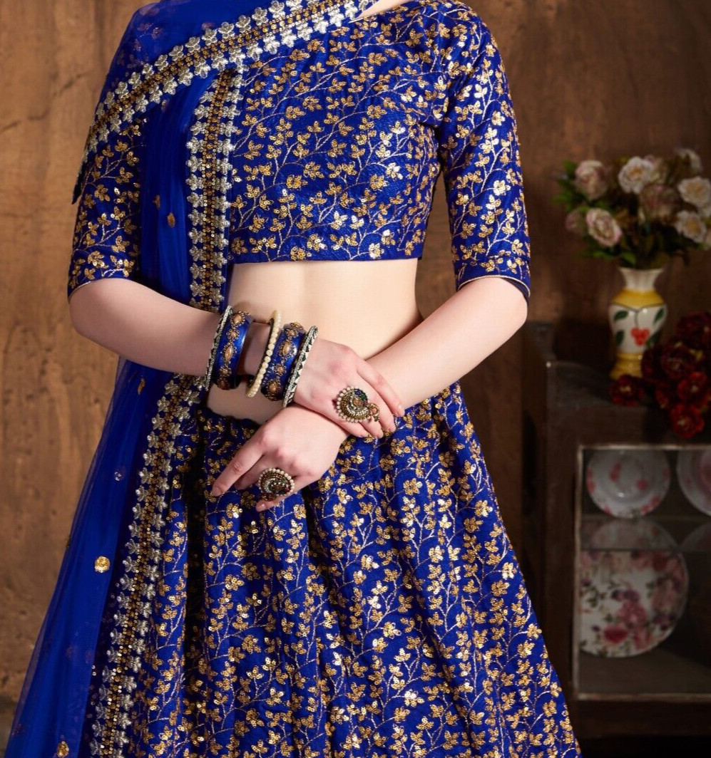 Designer Raw Silk Lehenga Choli With Soft Net Dupatta For Indian Wedding Wear