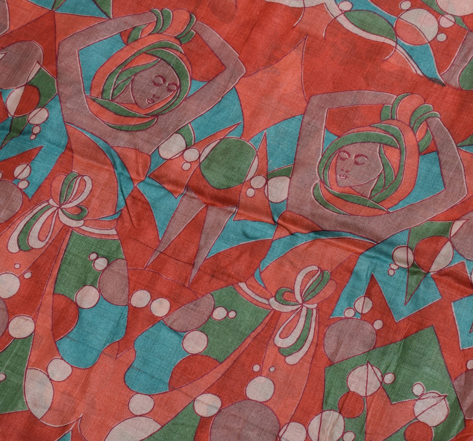Sushila Vintage Multi-Color Saree 100% Pure Silk Printed 5 Yard Craft Fabric