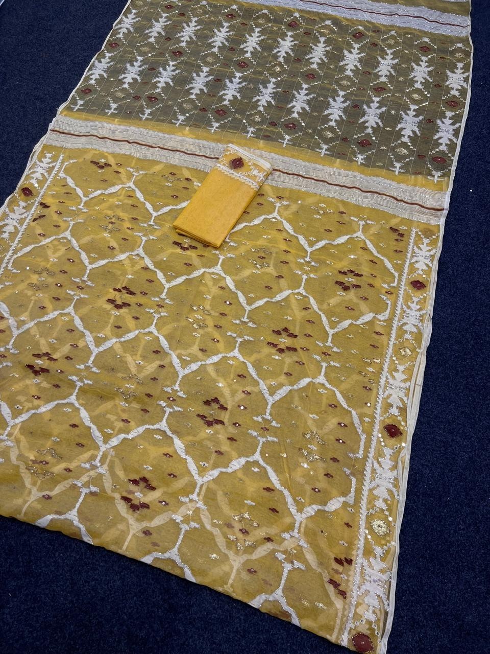 Exclusive Dhakai Handloom Jamdani With Karchupi Luxury Ethnic Saree Party Wear