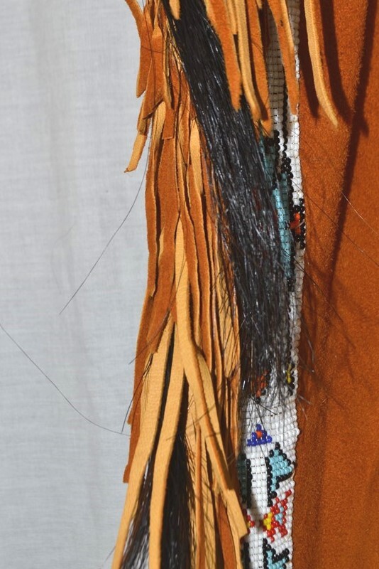 vintage pants leather buckskin beaded fringe Native American waist 36 original
