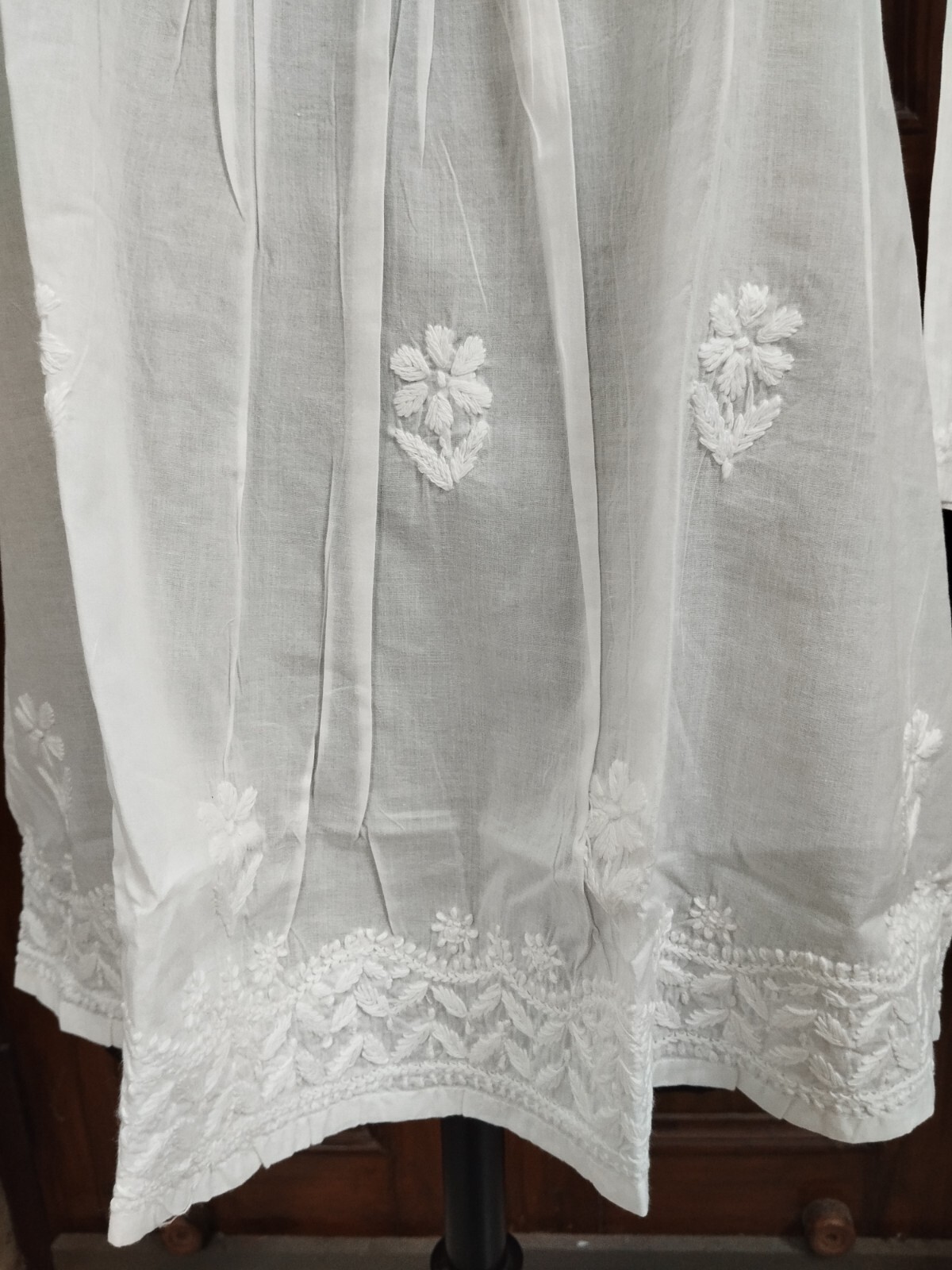 S M L XL 2XL ETHNIC HANDMADE 100% COTTON TOP KURTA KURTI CHIKAN EMBROIDERY