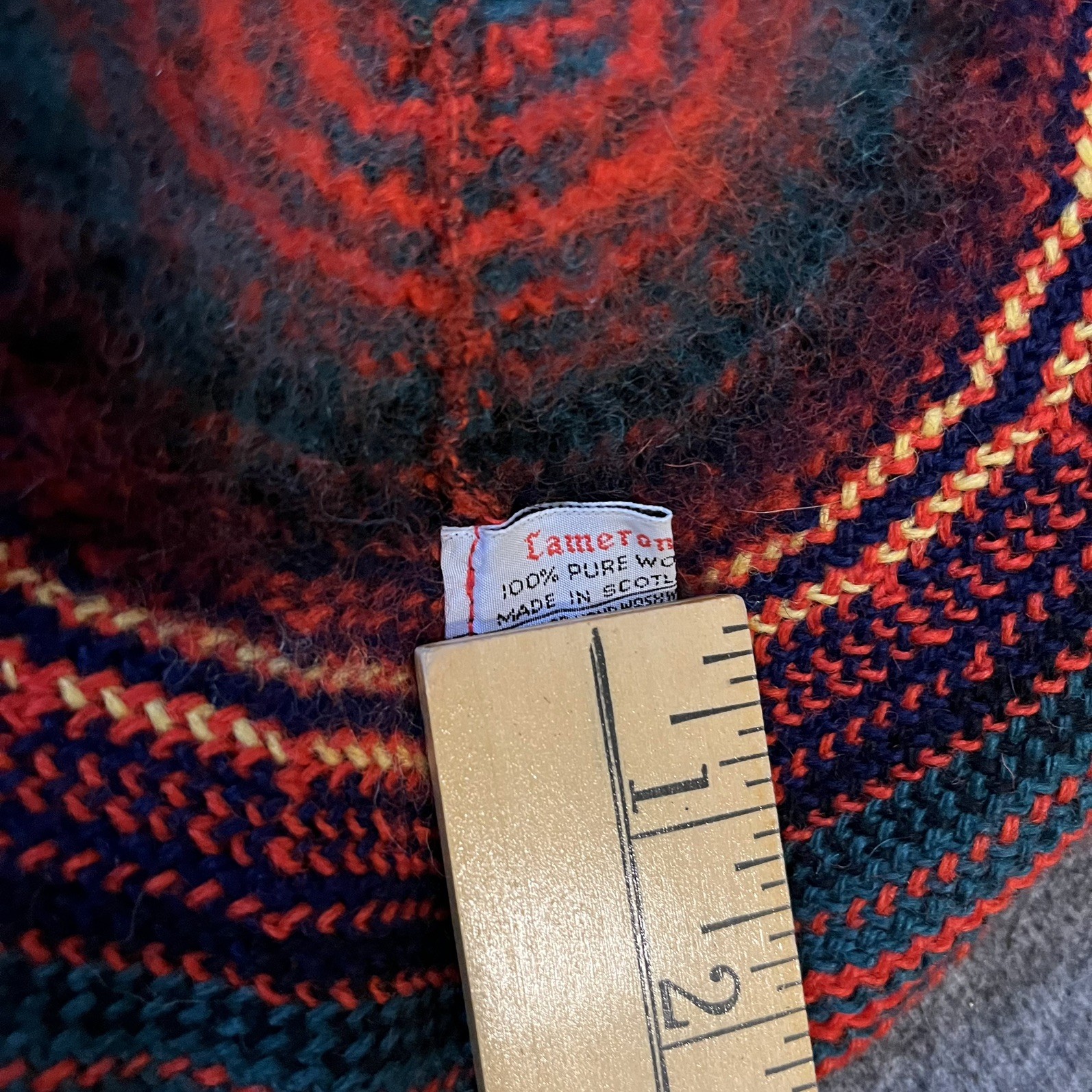 Vintage Wool Traditional Tam o’ Shanter Flat Bonnet Red Green White Yellow Hat