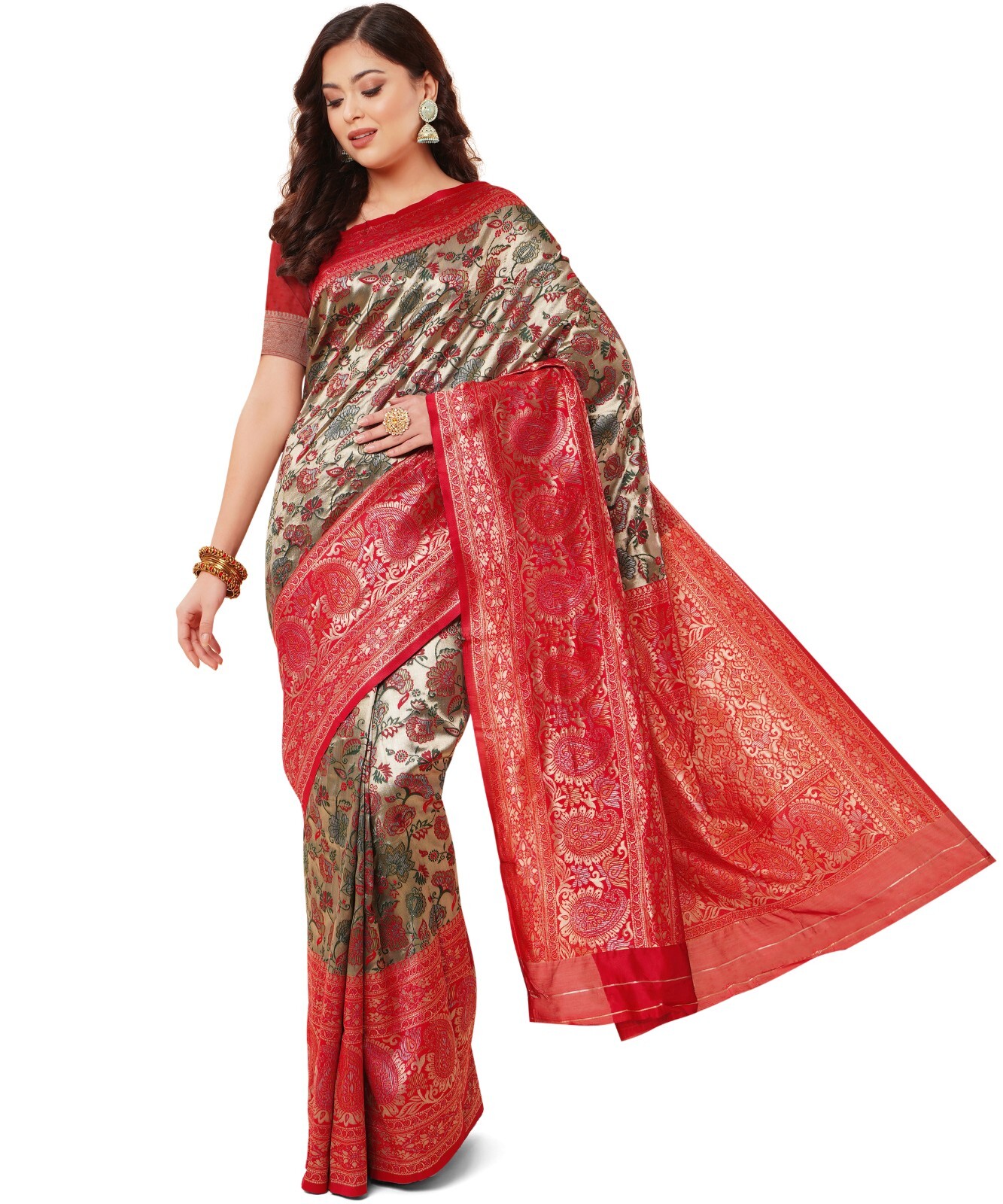 Areca Designer Tissue Jal Keri Silk saree blouses women Saree Cut – 5.5 Meter
