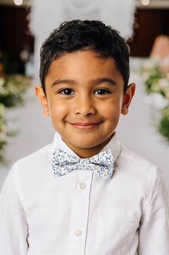 Boy’s Cotton Floral Print Pre-tied Bow Ties Large 67-steel Blue