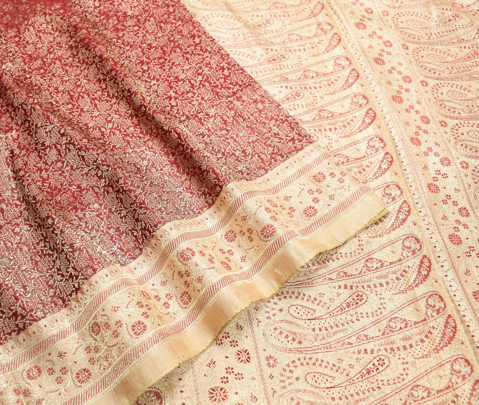 Sushila Vintage Heavy Saree Pure Satin Silk Banarasi Brocade Woven Sari Fabric
