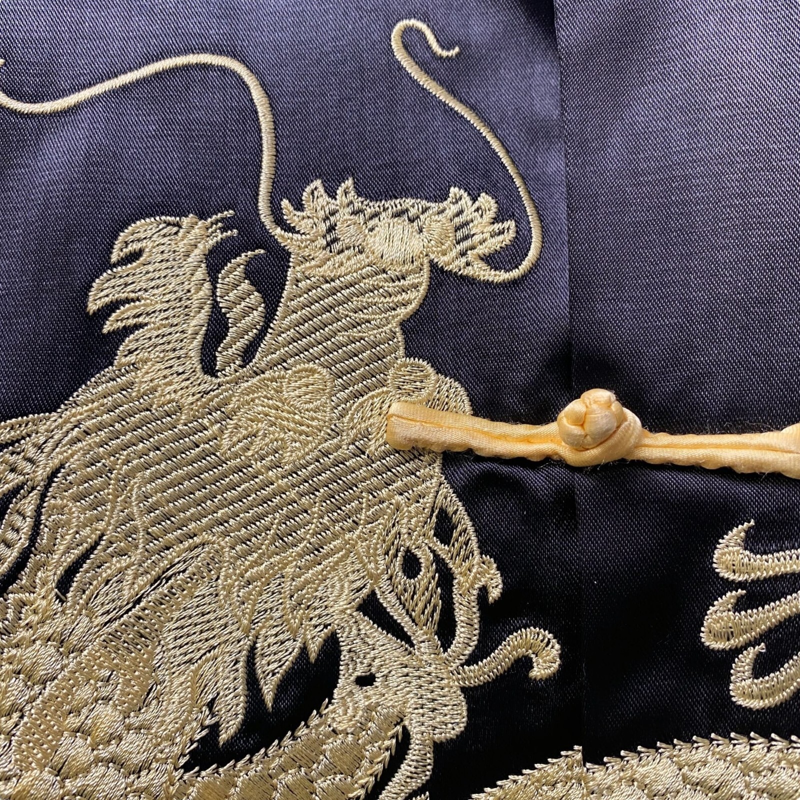 Embroidered Dragon Top Youth Black Satin Traditional Chinese Style Tang Jacket