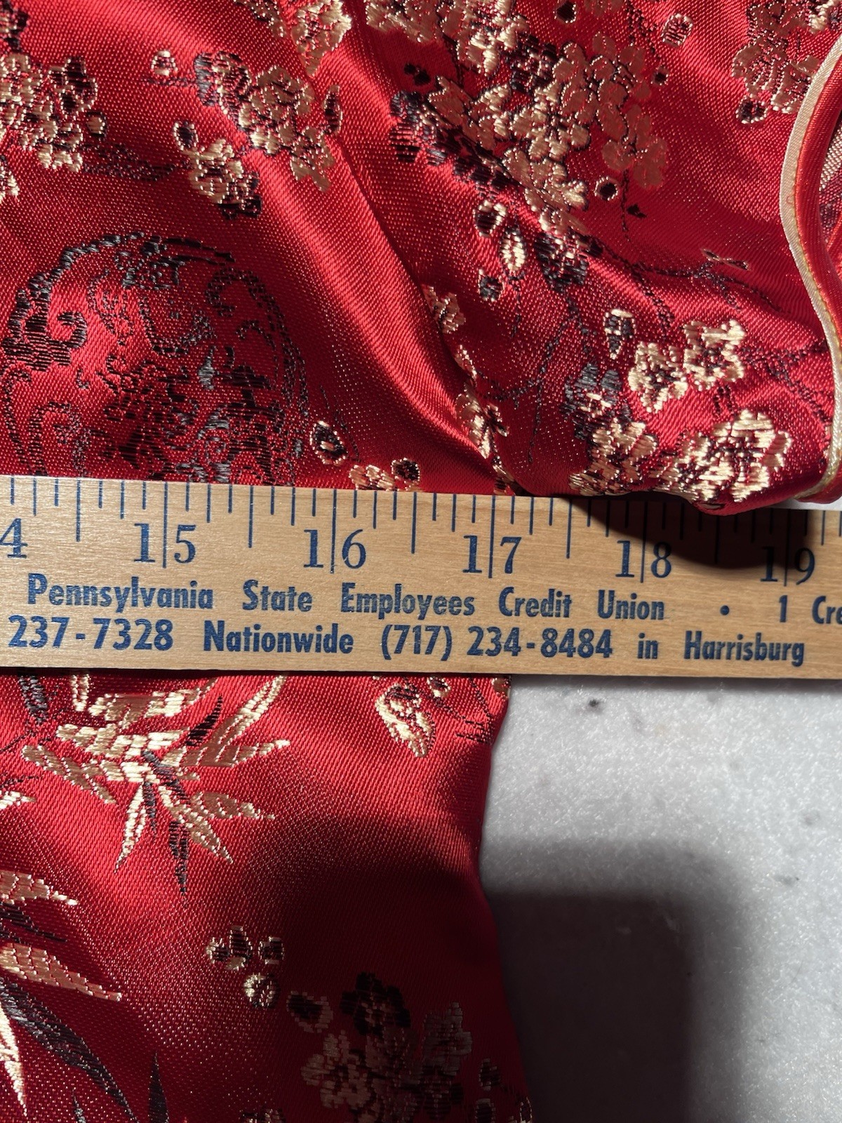 Chinese Dress Womens Small Red Floral Metallic Traditional Short Vietnam Quipao