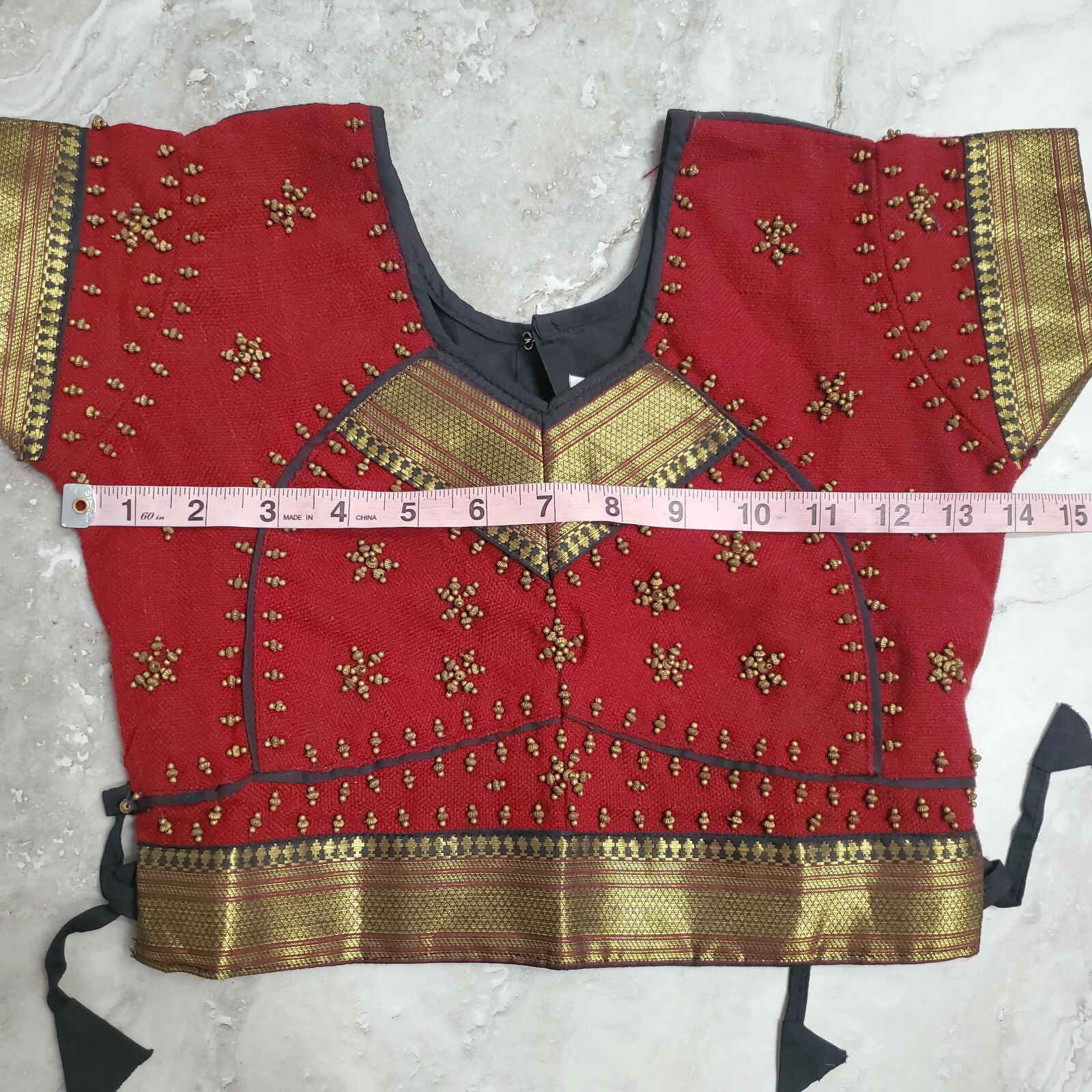 Indian Sari Saree Blouse Top Bollywood Red Black Gold Girls Youth Size 28″ Bust